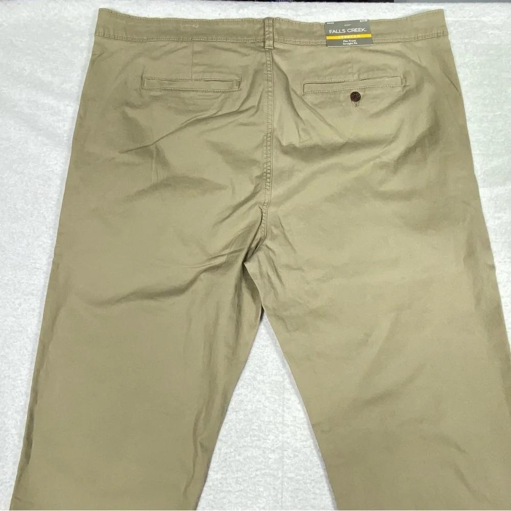 Falls Creek Chino Pants Men's 44X32 Beige Straight Leg Flat Front Stretch NWT